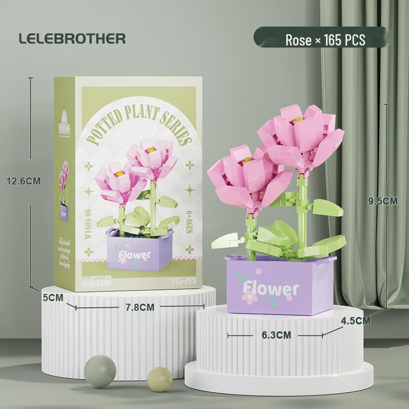 Preserved Flower Bonsai & Rose Succulent Building Blocks - Compatible with LEGO