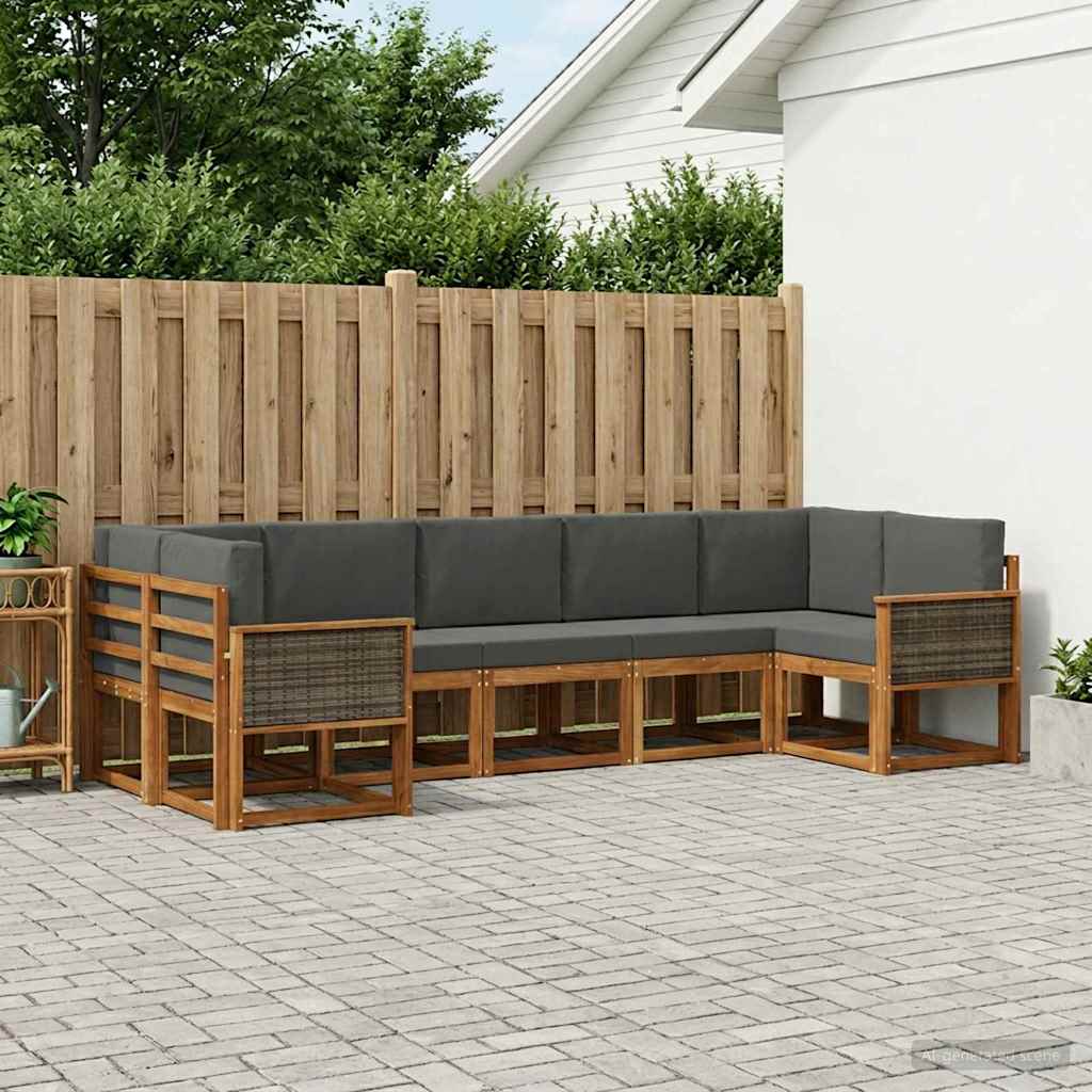 Outdoor Sofa Set with Cushions 7 pcs Natural and Anthracite