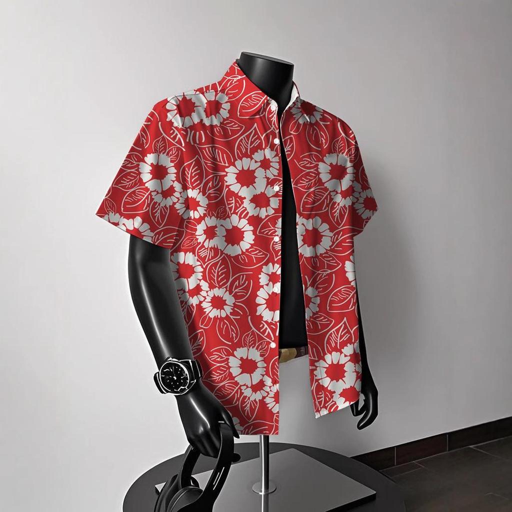 Heren Vintage Hong Kong-Stijl Hawaiiaans Bloemen Korte Mouw Shirt: Trendy Zomerstrandkleding voor Koppels