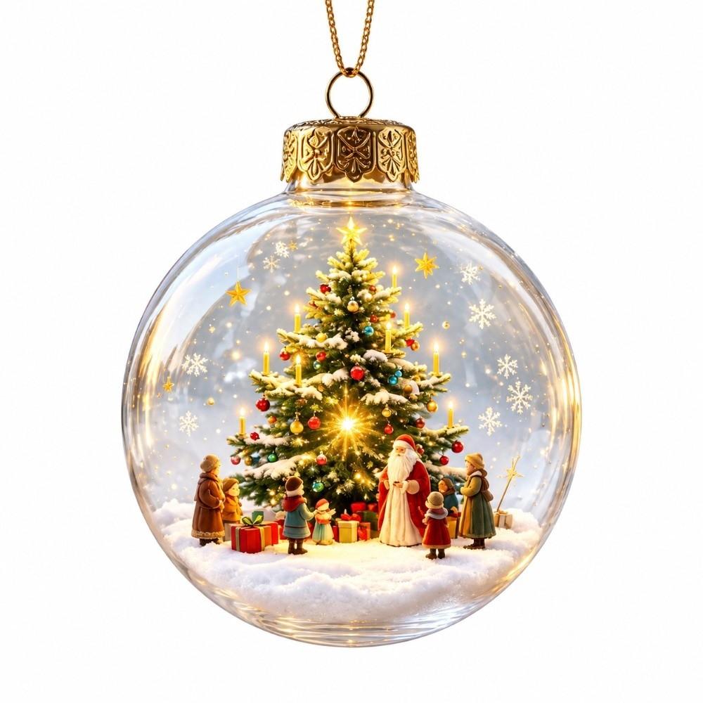 New Plastic Christmas Ball Ornament Clear Lighted Hanging Ornament Ghost Figure Pumpkin Figure LED Light Ball Home Decor