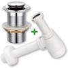 Set: Silver Click-clack Plug Without Overflow + Washbasin Siphon