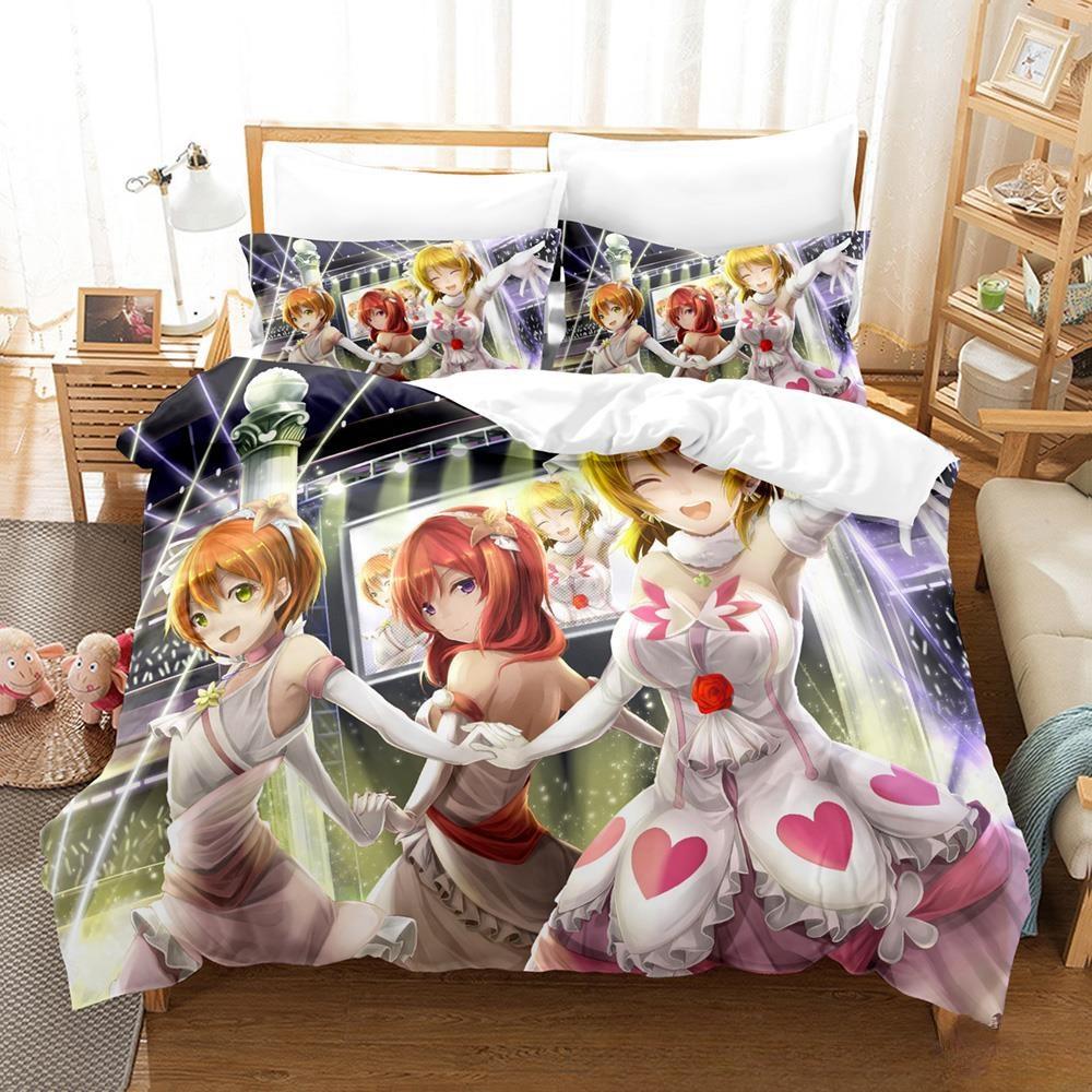 Fashion 2025 New Kawaii Love Live! Bedding Set Cartoon Anime three-piece Set Adult Kid Bedroom Duvet Cover Sets Home Textiles