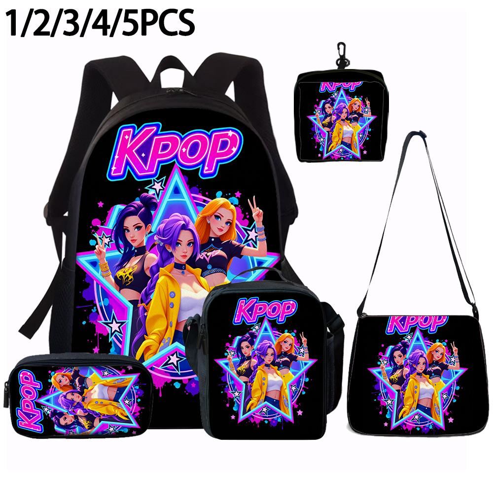 1/2/3/4/5PCS K-POP Girl Group Pattern Backpack Set The Perfect Gift for Fans