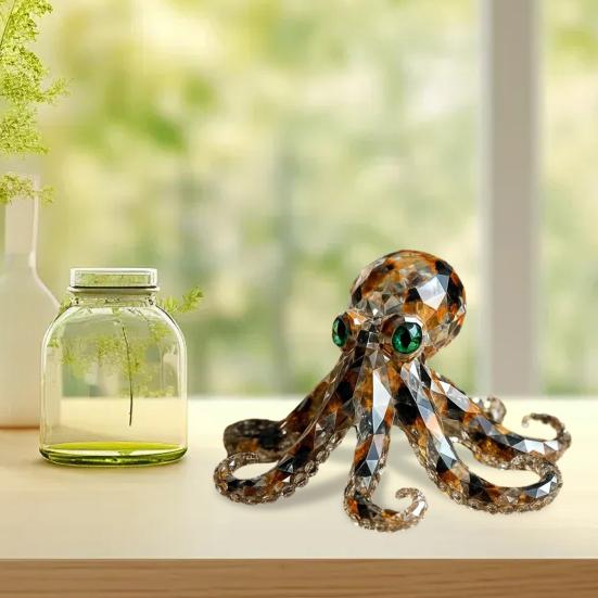 Blue-Ringed Octopus Figurine Animal Statue Realistic Looking Vivid Shape Octopus Resin Ornament Fish Tank Decoration