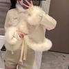 Vintage Patchwork Faux Fox Fur Coat Short Outerwear Women Retro Style Jacket