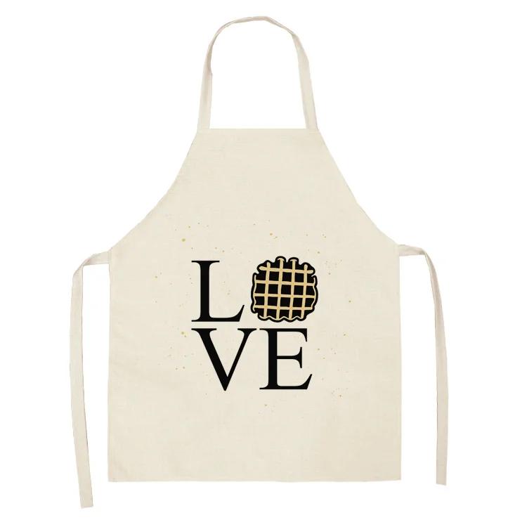 Cake Letters Women's  Kitchen Cotton Linen Apron Black Bib Household CleaningCooking