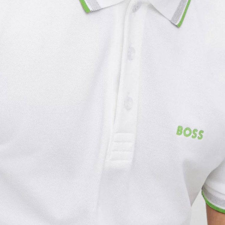 HUGO BOSS Polo Shirts Men's White Polo Collar Moderate Straight Fit 50469055-101