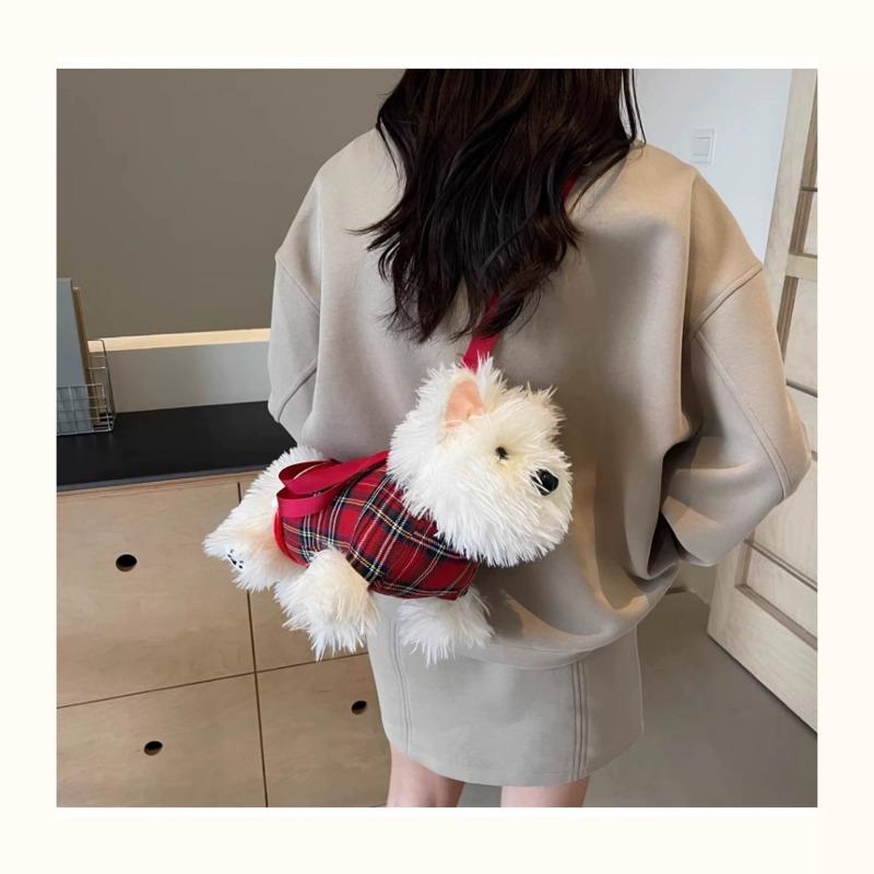 Niedliche West Highland Welpenpuppe Tasche Cartoon Plüschpuppe Puppe Umhängetasche Schulter Tragetasche Mädchen Geschenk