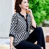 Summer Fragmented V Neck Middle Aged Elderly Mom's Shirt Noble Temperament Enlarged Loose Fit Shirt