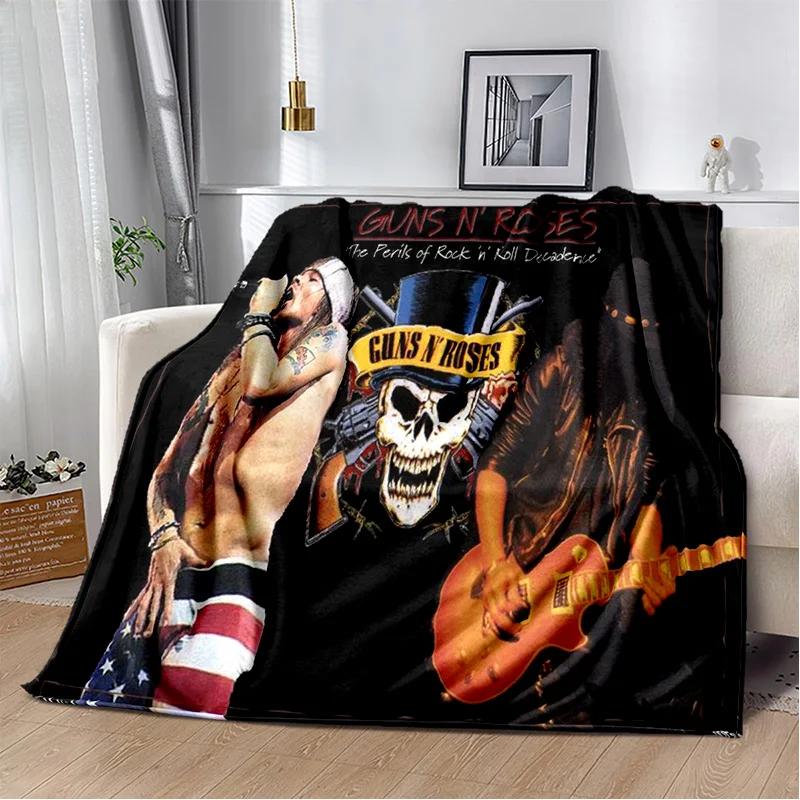 Guns N Roses Hard Rock Band Blanket,Soft Throw Blanket for Home Bedroom Bed Sofa Picnic Travel Office Rest Cover Blanket Kids