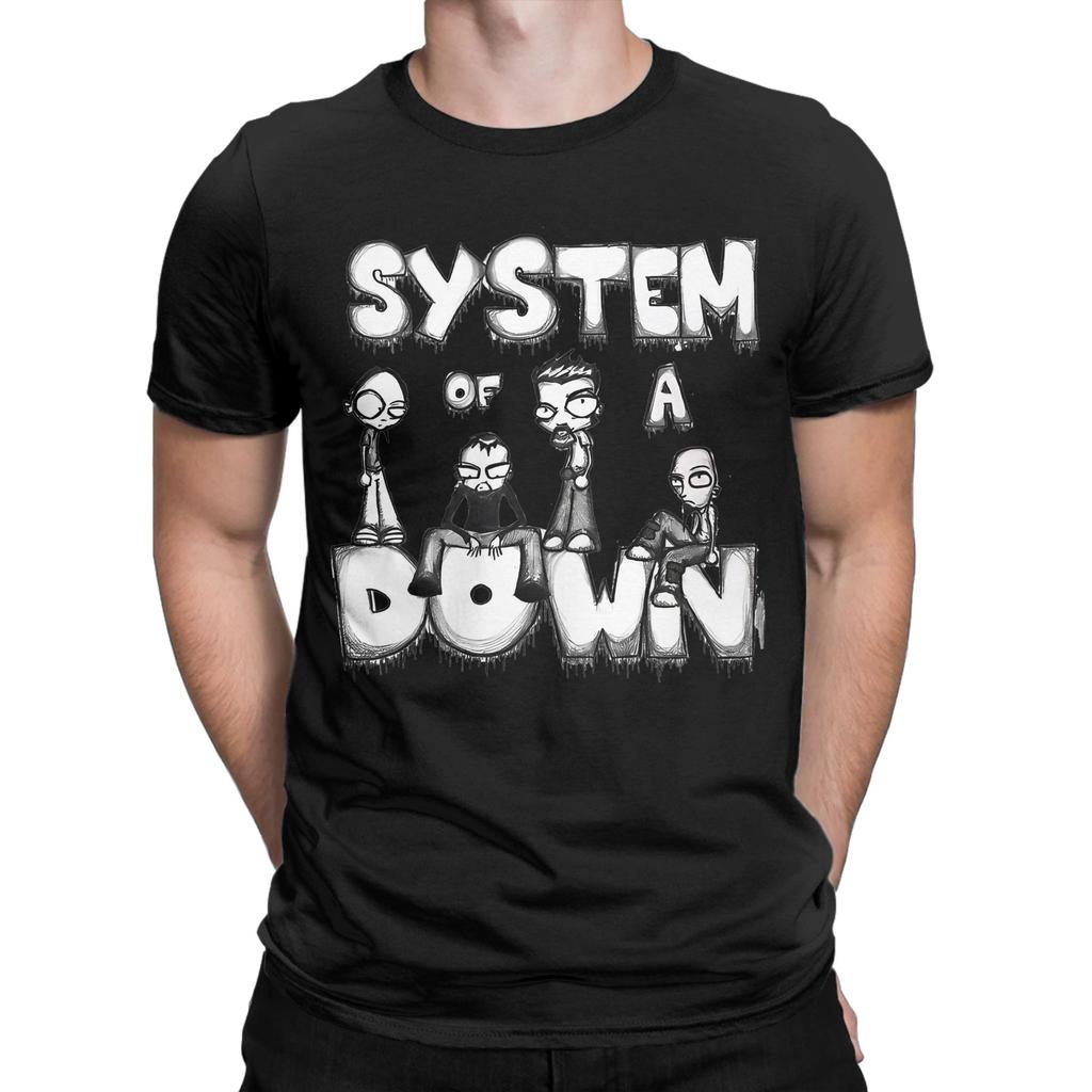 Novelty Punk Rock Band System Of A Down Tshirt Unisex Round Neck Short Sleeve Clothing  Cotton Summer Top Tee
