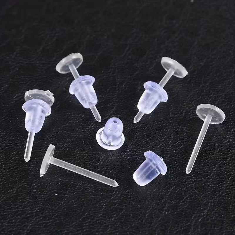 100/50pcs Plastic Earring Studs Invisible Clear Ear Stud Anti-Drop Hypoallergenic for DIY Jewelry Earring Accessories