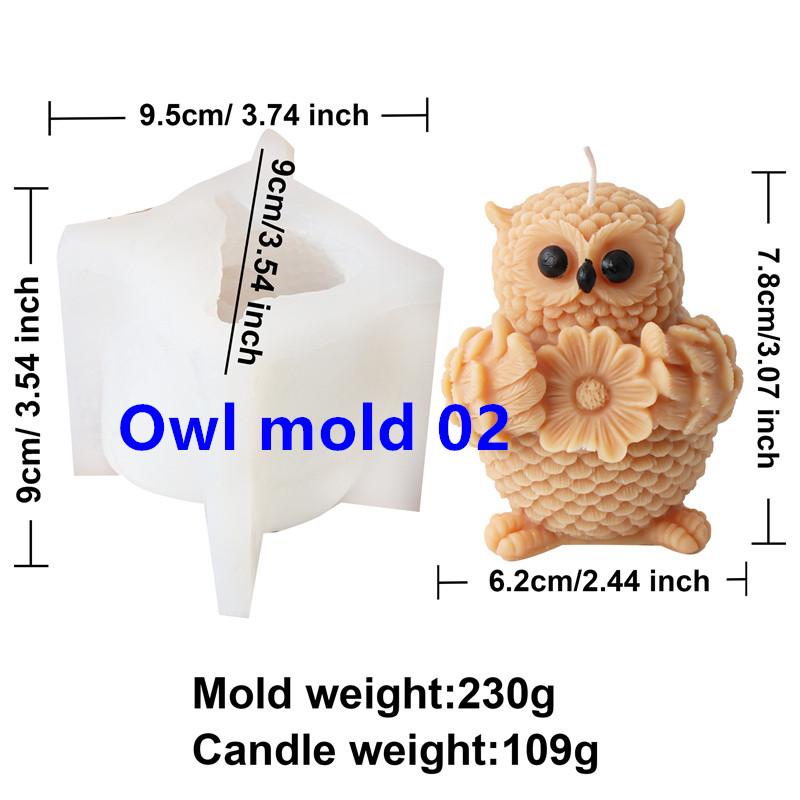 3D Owl Silicone Candle Mold DIY Cartoon Animal Soap Aromatherapy Plaster Resin Making Tools Home Decoration Crafts