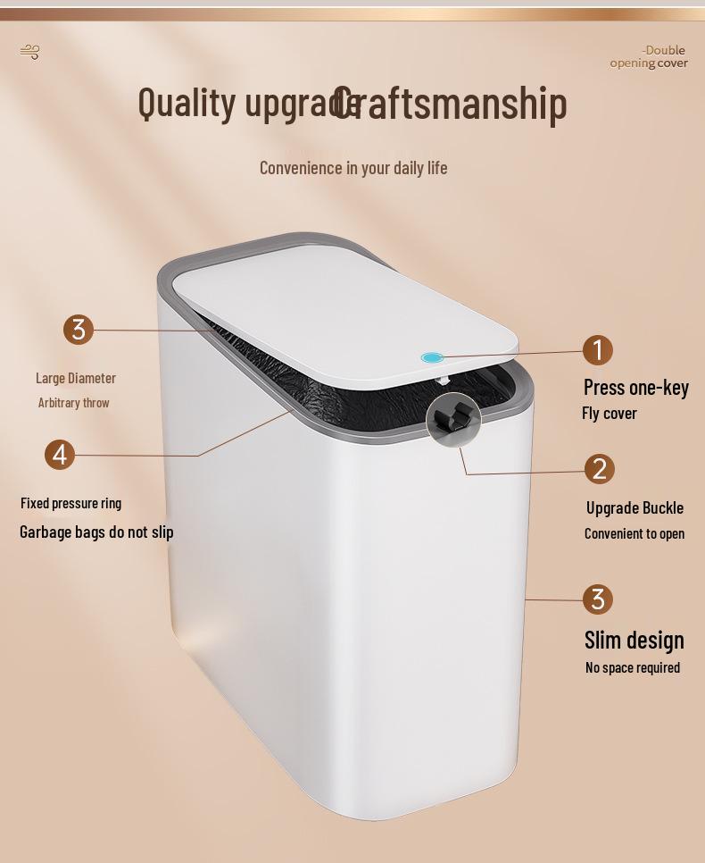 2024 Wall-Mounted Trash Can with Lid for Narrow Spaces - Perfect for Bathroom, Kitchen, or Living Room