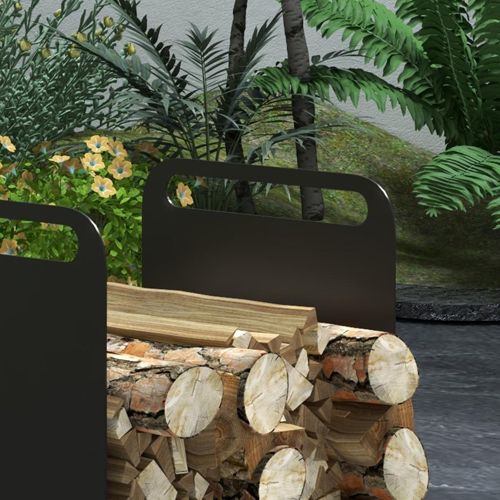 Kaminholzregal, 2 Tragegriffe, Stahlrahmen, Bis zu 30 kg, 36x30x36cm, Schwarz