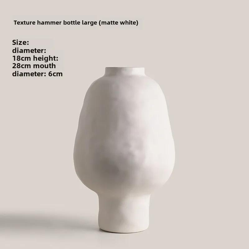 Hammer Pattern Ceramic Vase Creative Porcelain Flower Pots Desk Decoration Flower Arrangement Floral Vases Room Aesthetic Decor
