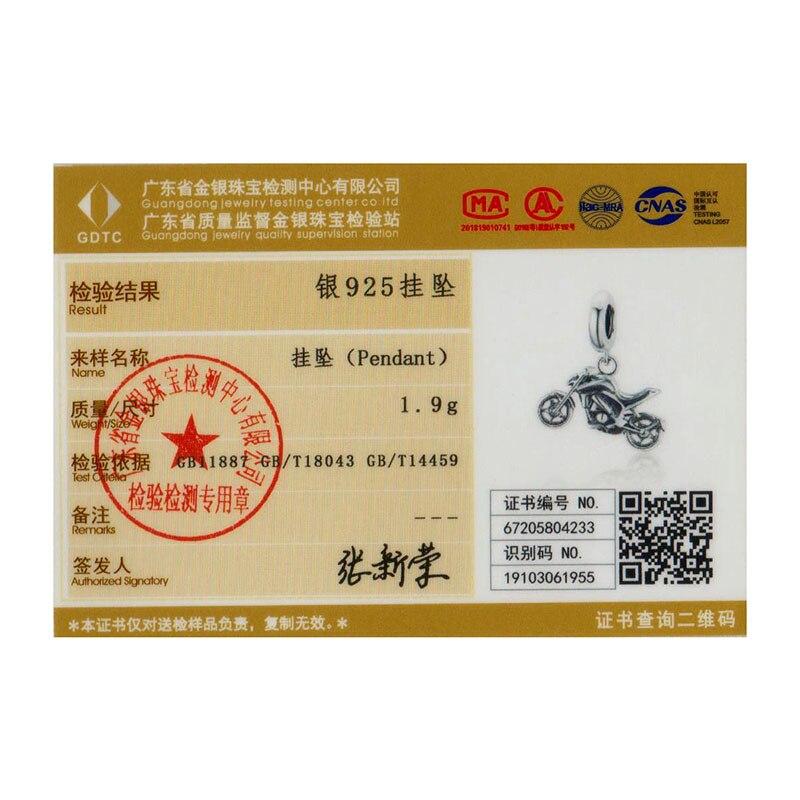 WOSTU Mărgele de farmec pentru motociclete autentice din argint sterling 925 pentru brățară originală de 3 mm, bijuterii DIY