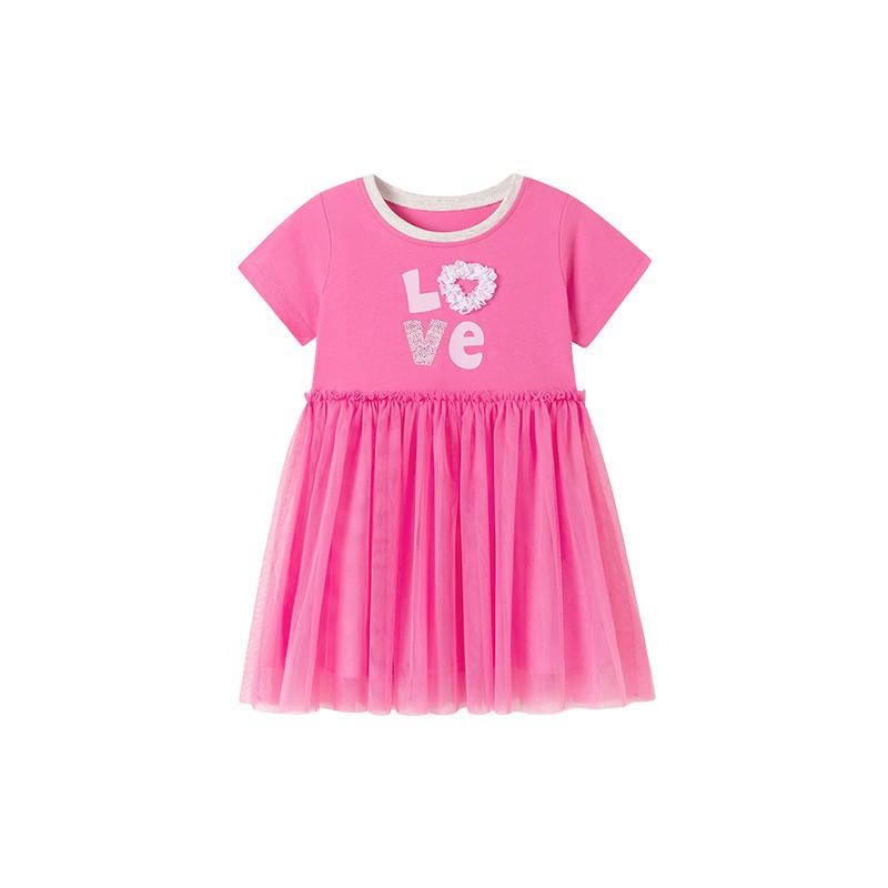 Girls Princess Dress Short Sleeve Mesh Tutu Casual Kids 4-8 Years Old