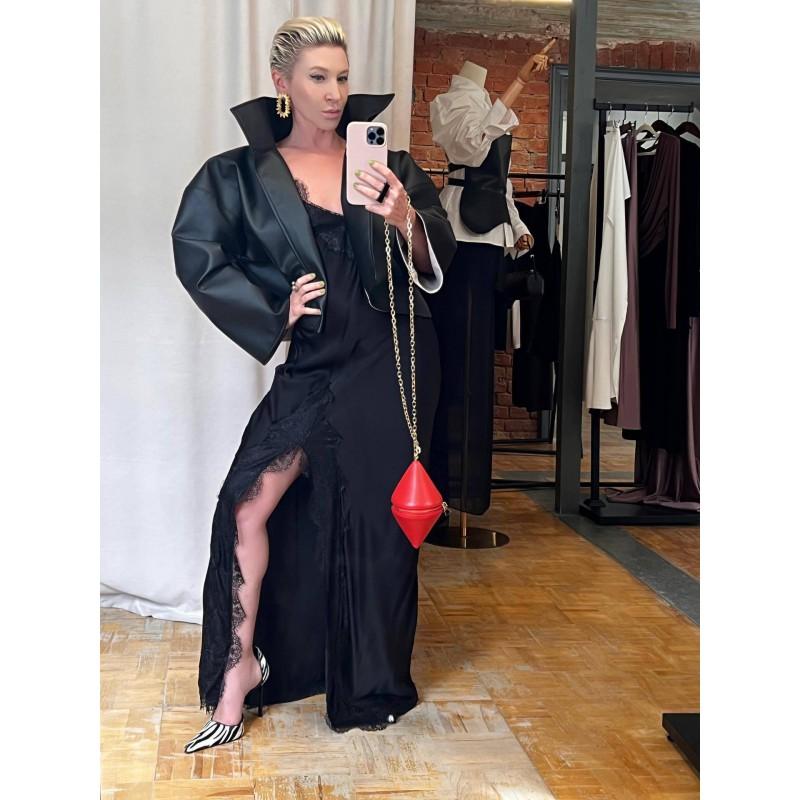 Womens Short Asymmetrical High-Neck Oversized Blazer