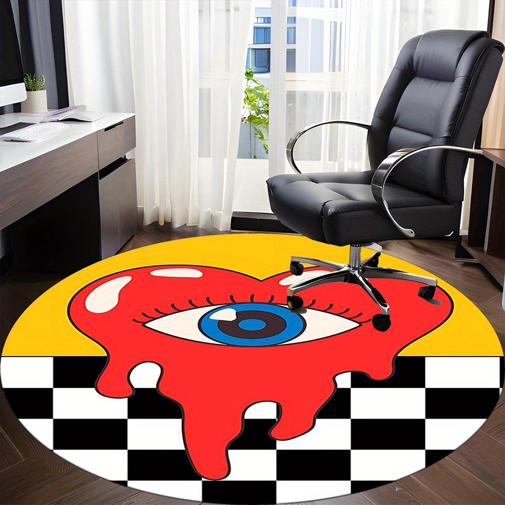 1pc Heart Eye Office Round Area Rug, Indoor Mat Suitable for Under Office Chairs Home Decor163