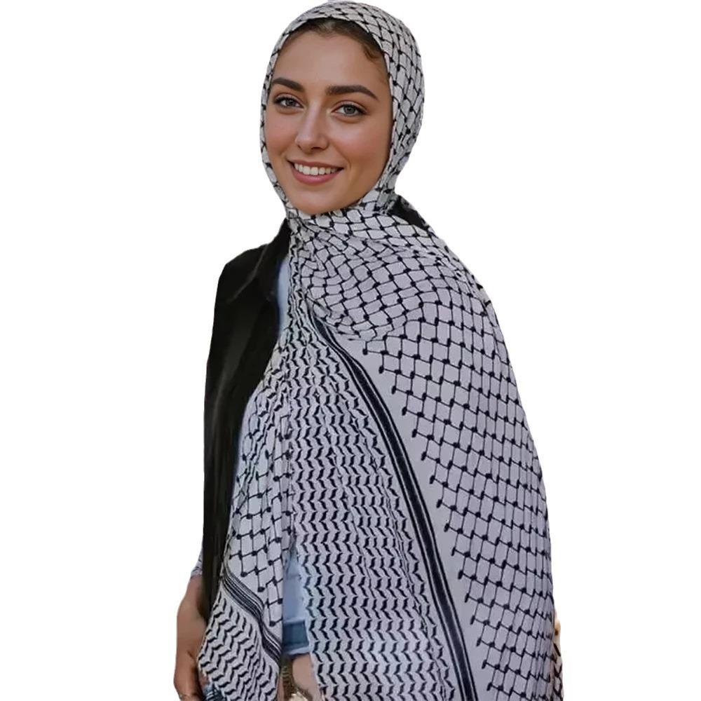 Keffiyeh Hijab Print Chiffon Scarf Sunscreen Dust Scarf Headscarf