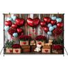 Mocsicka Valentine's Day Photo Backdrop Red Rose Love Balloons Flowers Bear Wallpaper Decorations Girl Woman Wedding Backgrounds