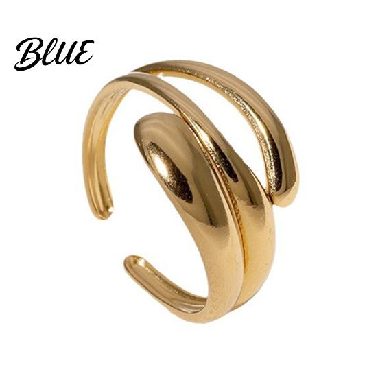 Wide Band Ring Women Finger Minimalist V-Shaped Geometric Shape Adjustable