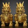 1pair High Quality Feng Shui Lucky Copper Animal Unicorn Home Office Ornaments Desk Decor