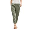 Pantalones casuales de algodón y lino para mujer, de color liso y con bolsillos grandes