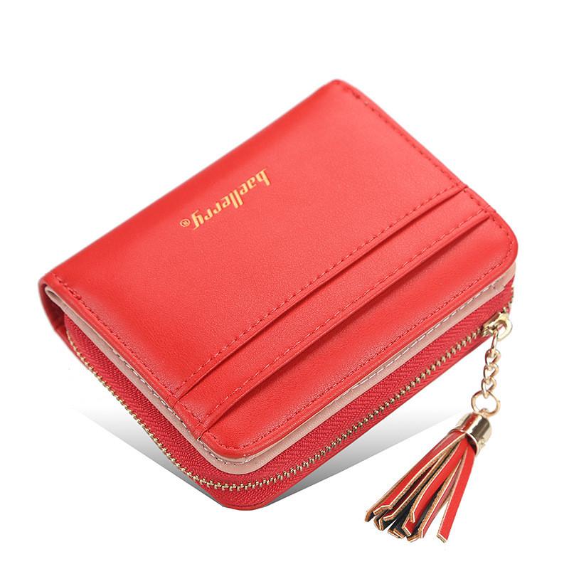 Womens Short Wallet Pu Leather Multicard Holder With Tassel Decoration For Daily Use