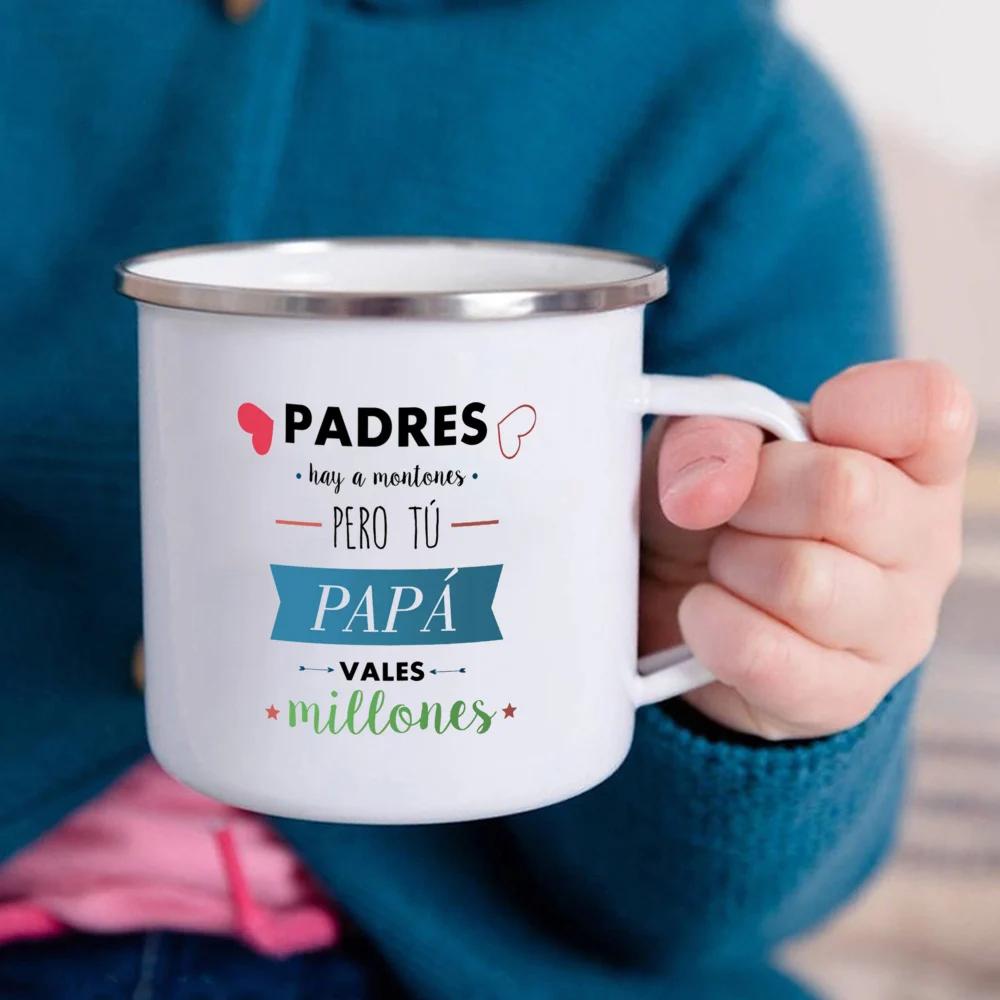 You're Lucky To Be My Dad Mug Original and Fun Father's Day Gifts White Handled Cup Coffee Tea Enamel Mug Drink Water