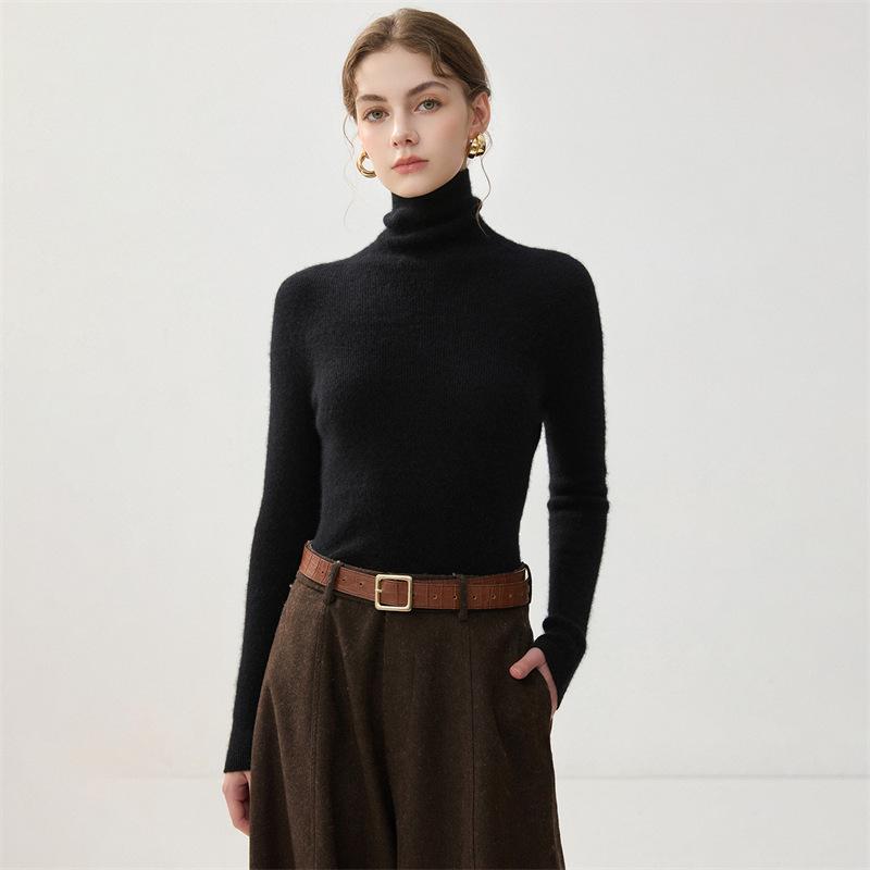 Women's 2026 Seamless High Neck Cashmere Sweater – Slim Fit Winter Base Layer