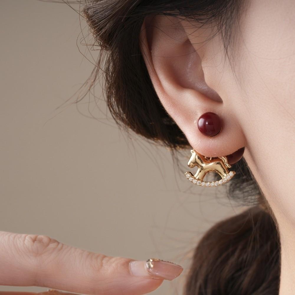 Chinese Horse New Year Zodiac Horse Earrings Rocking Pony Drop Earrings Cartoon Pony Earrings  Girl