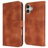 For iPhone 16 Plus Wallet Case Double Folded Edge Skin Touch PU Leather Flip Phone Cover