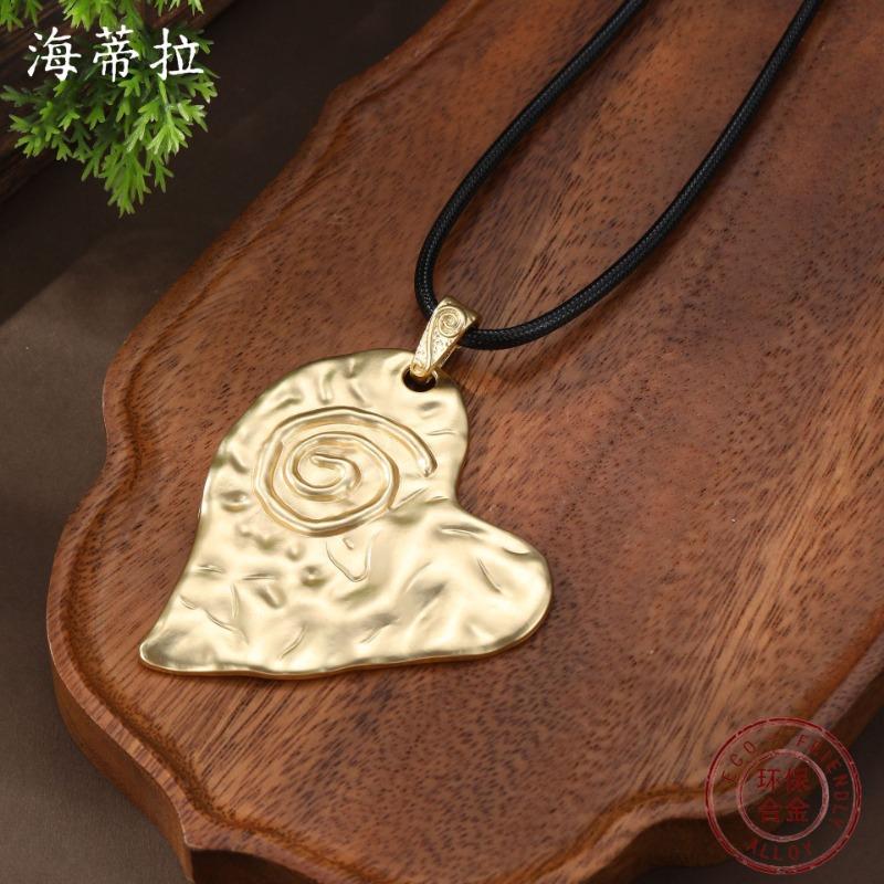 New Irregular Matte Love Leather Rope Long Pendant Women's Fashion Exaggerated Heart-shaped Long Necklace