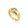 Minimalist Gold Plated Round Circle Zircon Ring for Women Vintage Geometric Waterproof Rings Fashion Wedding Party Jewelry