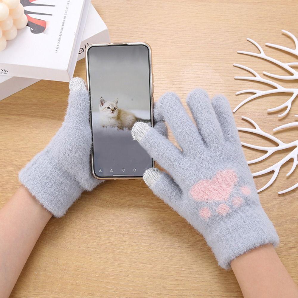 Thicken Touchscreen Gloves Wool Outdoor Cycling Gloves Fashion Knitted Wool Mittens  Outdoors
