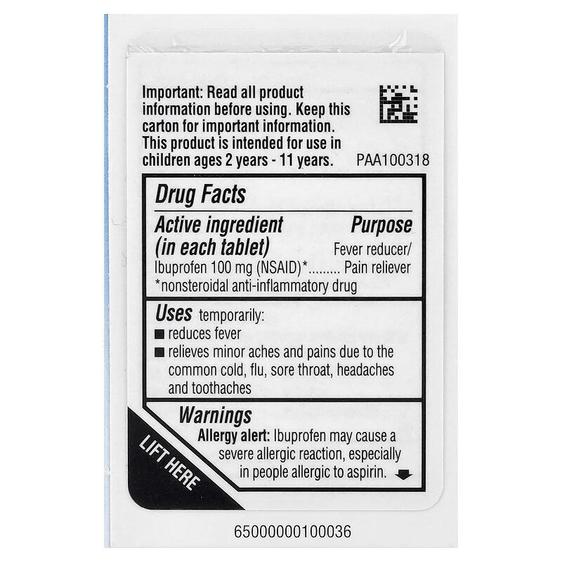 Junior Strength, Ibuprofen Tablets, Ages 2-11, Grape, 100 mg, 24 Chewable Tablets