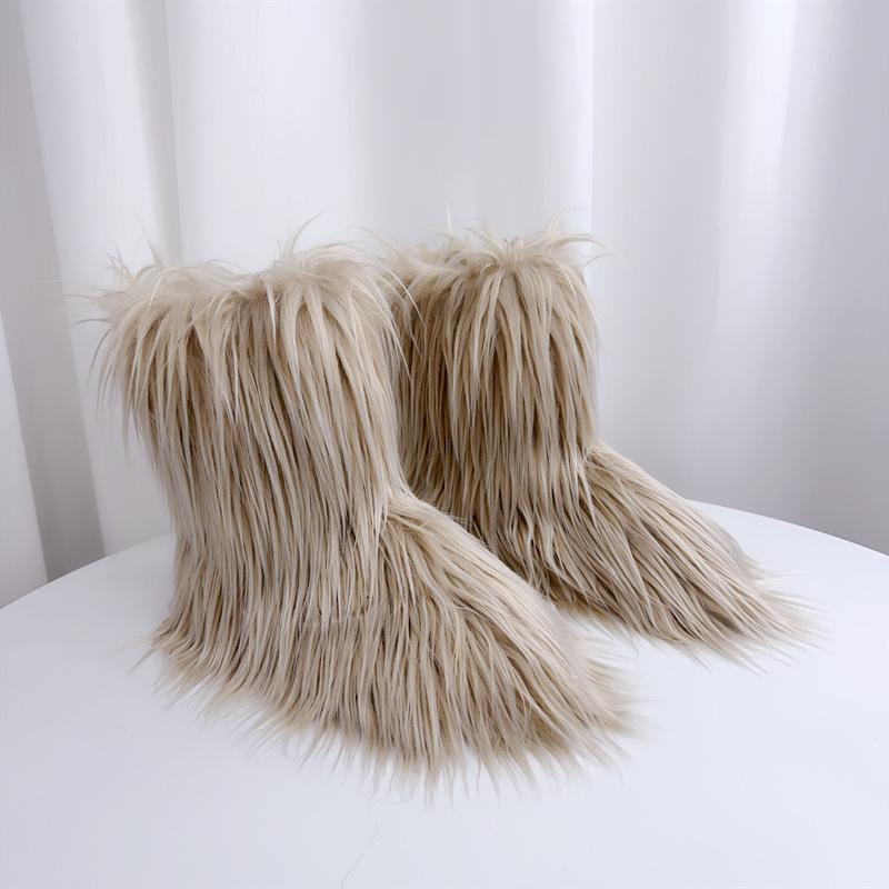 Fashion IPPEUM Winter Fur Boots 2025 Knee High Boots For Women Over The Knee Shoes Plush Long Boots