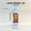 1PC Cute Brown Teddy Bear Art 750ml Color Plastic Sports Water Bottle Leakproof Flip Straw Lid Suitable for Sports Office Home Use