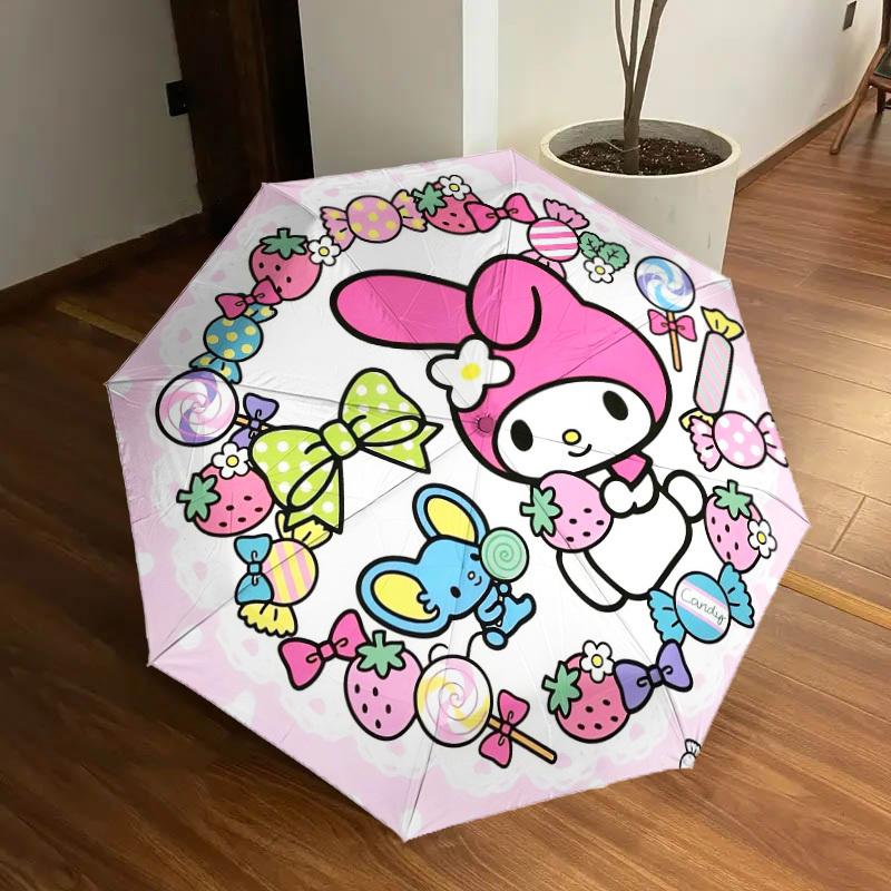 1pc My Melody Candy Land Umbrella with Plastic Handle,Suitable for All Seasons Home Travel Outdoor UmbrellaSanlio581