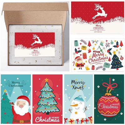 50 Stück Geschenkverpackungs-Dekoration Weihnachtsmann Schneemann Frohes Neues Jahr Nachrichten-Notizkarten Grußpostkarte Frohe Weihnachten Karte