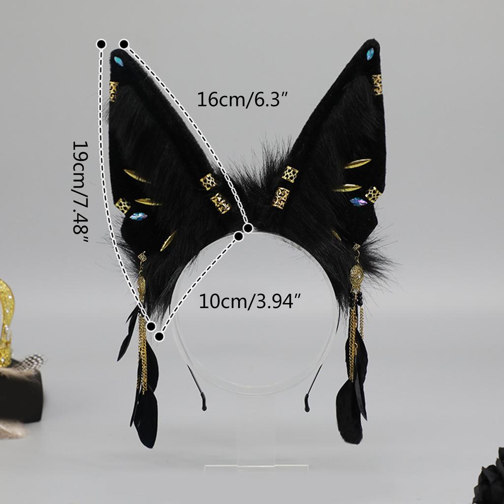Anime Maid Hairhoop Plush Beast Ear Tassels Headband Cosplay Costume Halloween Party Headdress Girl Comics Show Headwear