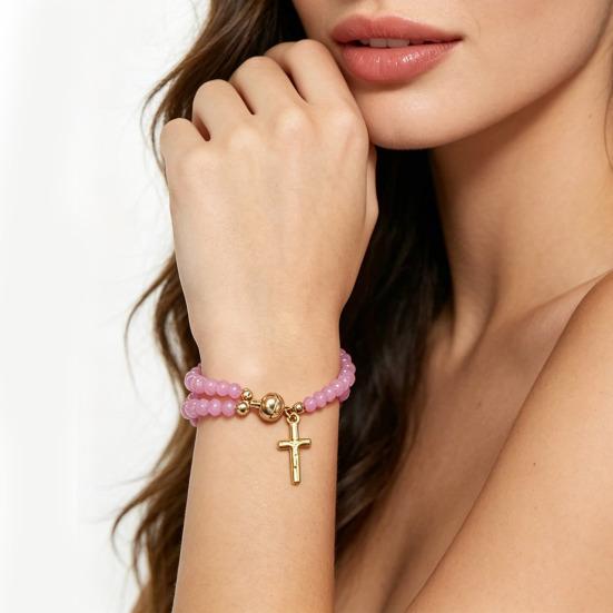 Rosary Bracelet Magnetic Closure Handmade Christian Prayer Beads Bracelet Lightweight Easy To Wear Spiritual Bracelet Jewelry Gift