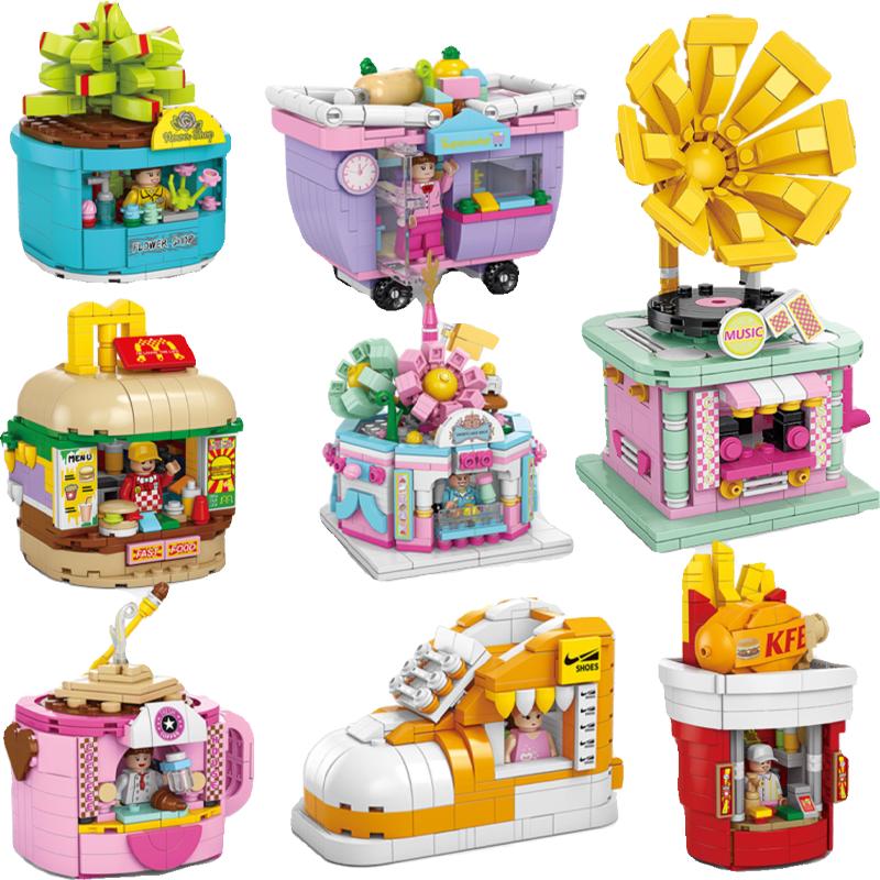 Lele Street View Series Building Blocks Restaurant Model Building Blocks 6 Year Old Children Educational Toys