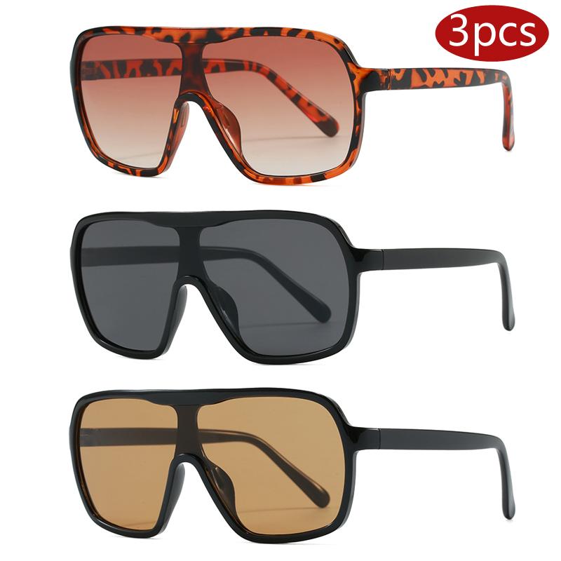 

3pcs Vintage Oversized Square Sunglasses New Women Colorful Fashion Outdoor Travel UV400 Sun Glasses Men Women Brand Eyeglasses