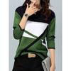 Women‘s Round Neck Long Sleeve Loose Fit T-Shirt Colorblock Print Plus Top