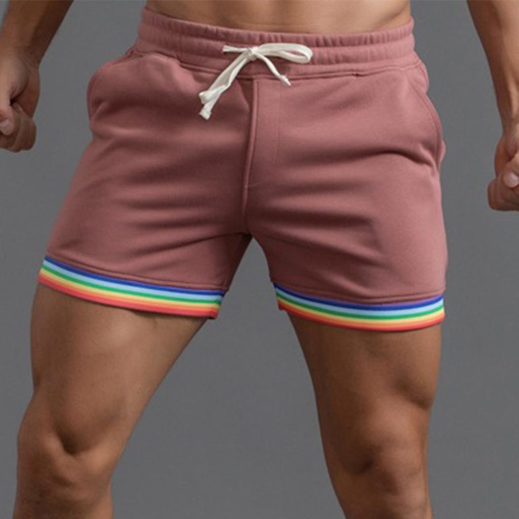 Stylish Men's Swim Shorts with Rainbow Hem, Quick-Dry Fabric, for Beach, Pool, Gym Model LZF250300, Sizes S-XXL