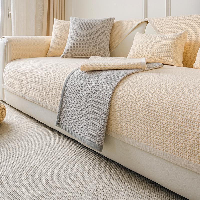New Plush Sofa Cushion Winter Non-Slip Modern Solid Color Sofa Seat Cushion Light Luxury High-End Seat Cushion Cover Cloth