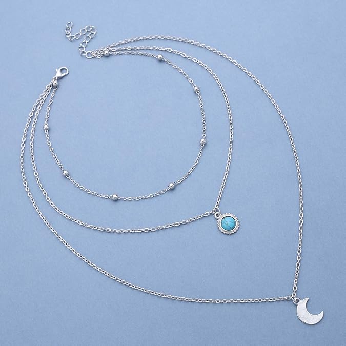 Turquoise Moon Necklace For Women Exquisite Workmanship Unique And Lovely Turquoise Necklaces Silver